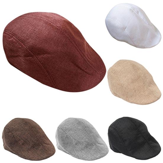 Hat Comfortable Solid Color Flax Breathable Peaked Cap for Daily Life