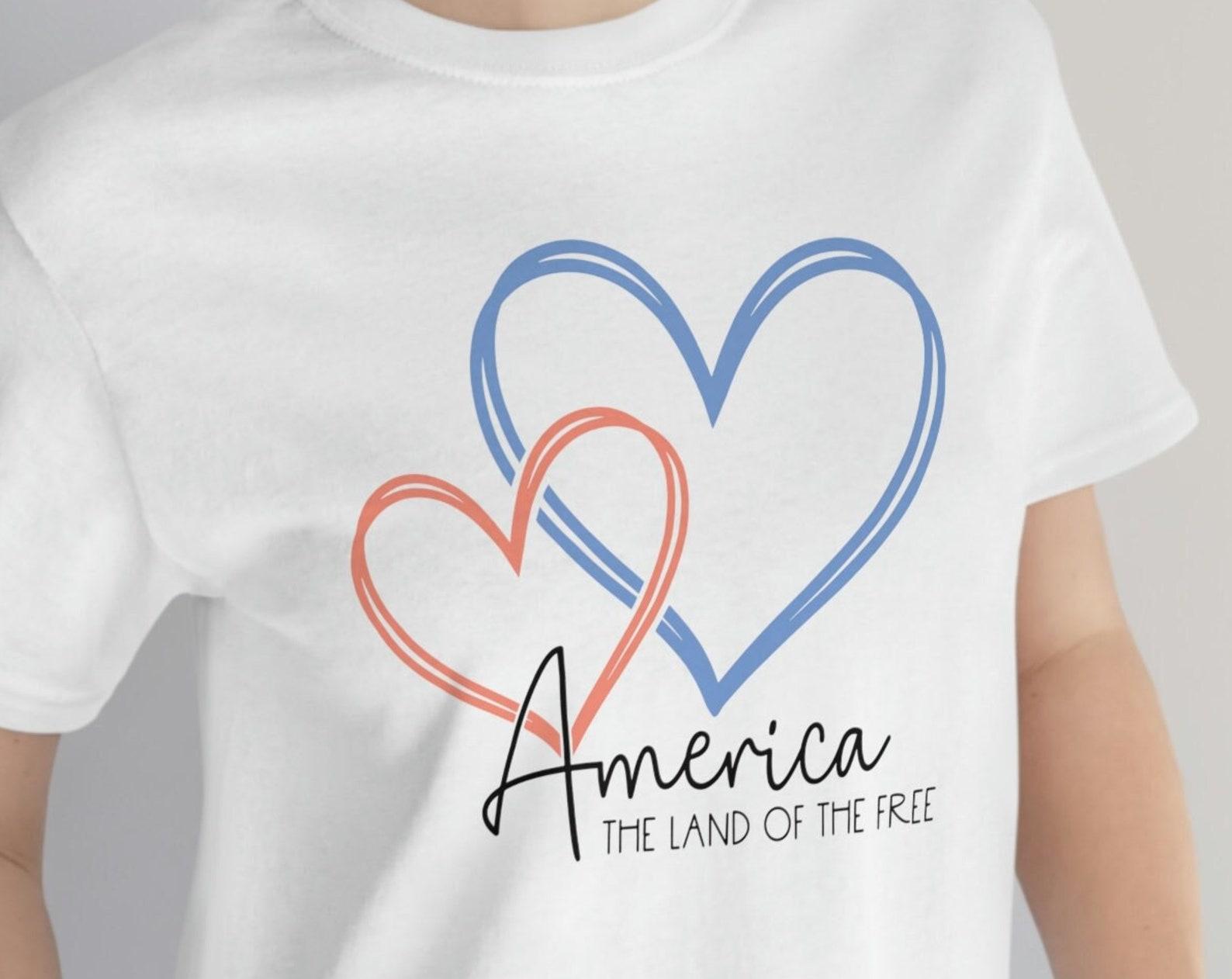 America The Land of the Free, patriotic tshirt, USA shirt, patriotic gift, fun holiday tshirt, made in USA L
