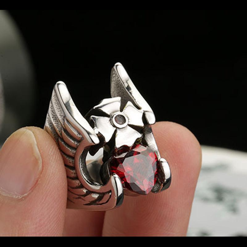 Anello da uomo punk con motivo della personalità in acciaio al titanio anello di Thor