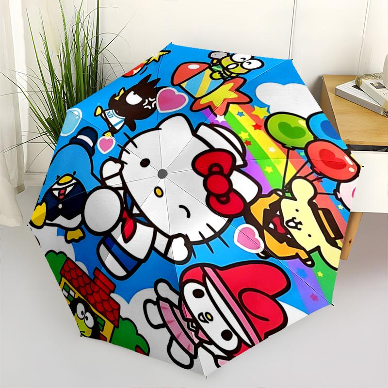 

1pc Hello Kitty Friends Automatic Opening Folding Umbrella with 8-Bone Iron Frame - Portable Design for Outdoor Use, Perfect Gift for Fans, Travelers,
