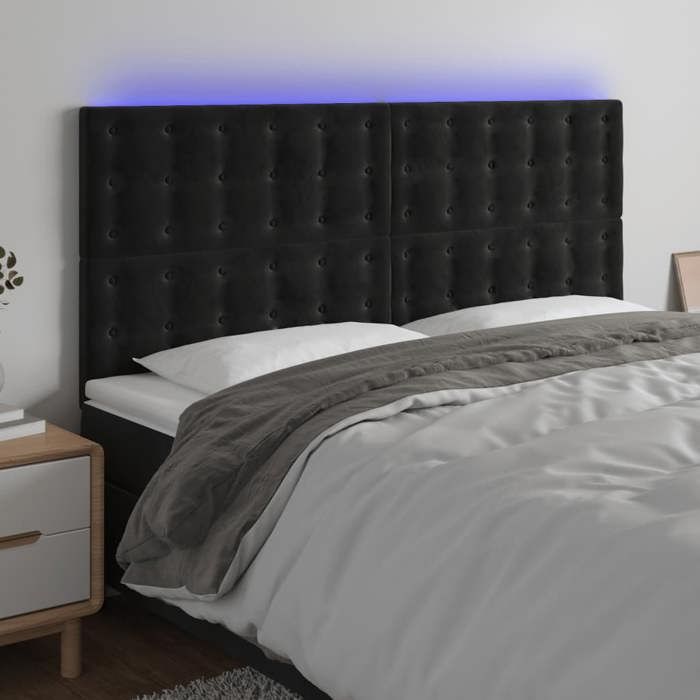 VidaXL Tête de Lit à LED Meuble de Chambre à Coucher Accessoire de Lit Double Tête de Cadre de Lit Intérieur Noir 3122920