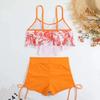 2026 New Sexy Swimwear High Waist Two Piece Bikini Leaf Print Swimsuit Tight Sling Beachwear Summer Women's Seaside Bathing Suit