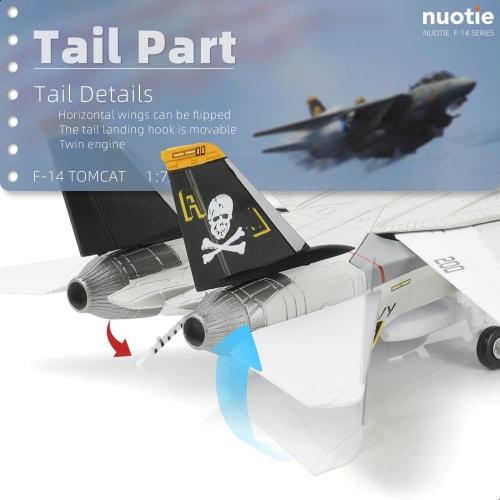 NUOTIE 1/100 Scale F-14 Tomcat Metal Fighter Model, US Navy VF-84 Jolly Rogers Fighter, Diecast Metal Airplane, Military Display Model