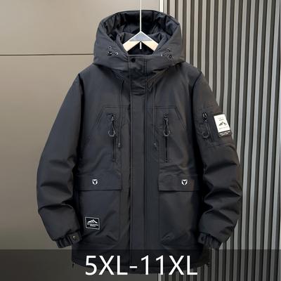 Taglie Forti 5XL-11XL Moda Parka Invernale Giubbotti in Piumino da Uomo con Cappuccio Impermeabile Casual Largo Caldo Oversize Capispalla Cappotto in Piumino da Uomo