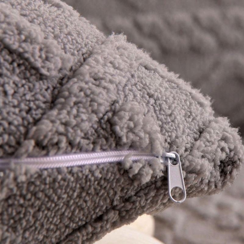 No Pillow Insert Thickened Comfort Cotton Flannel Pillowcase Solid Color Soft Jacquard Sofa Bed Lumbar Support Pillow