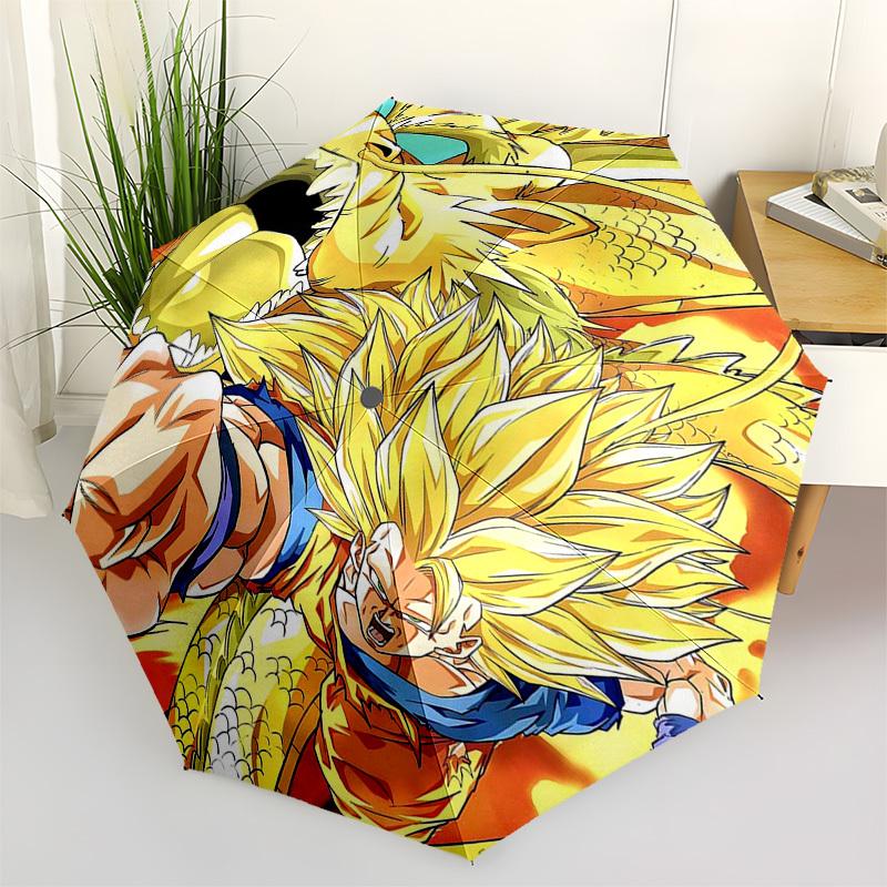 

1pc Dragon Ball Z Goku Super Saiyan III Outdoor Umbrella - Automatic Opening/Closing, Portable 3-Fold Design, Iron Frame, Perfect Gift for Fans, Trave