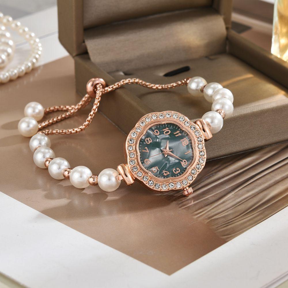 New Creative Women Watch Temperament Light Luxury Quartz Wristwatches Pearl Beaded Bracelet Women's Watch Fashion Accessories