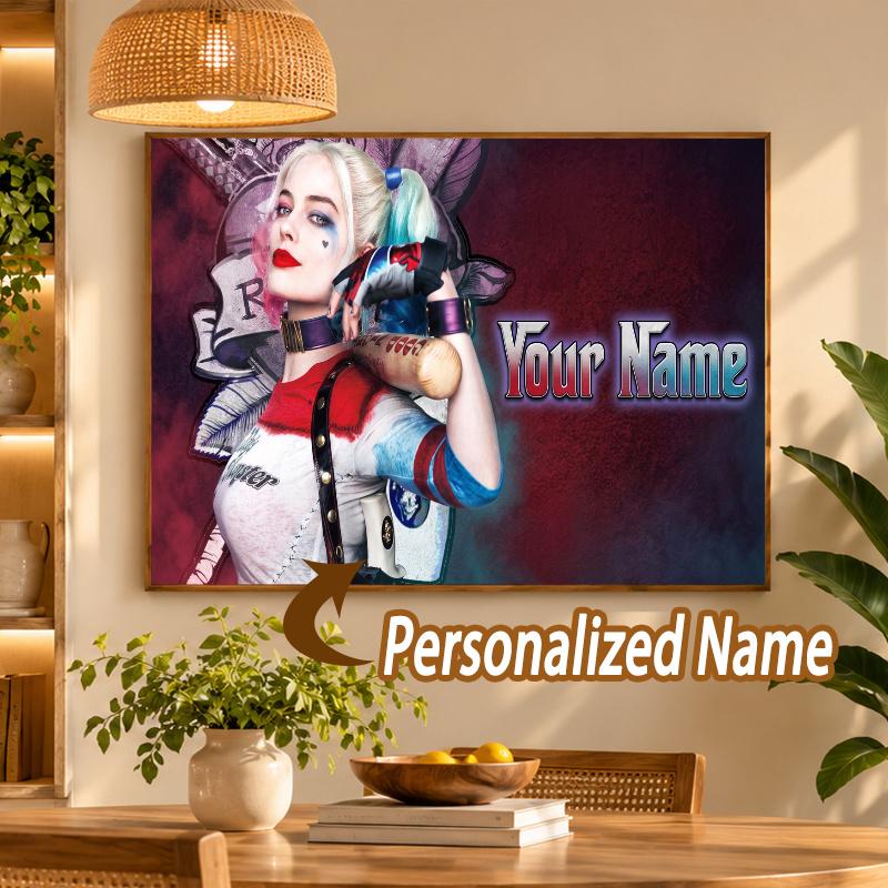 Custom Name Harley Quinn 5D Diamond Painting Personalized Full Drill Diamond Art Kit Gift