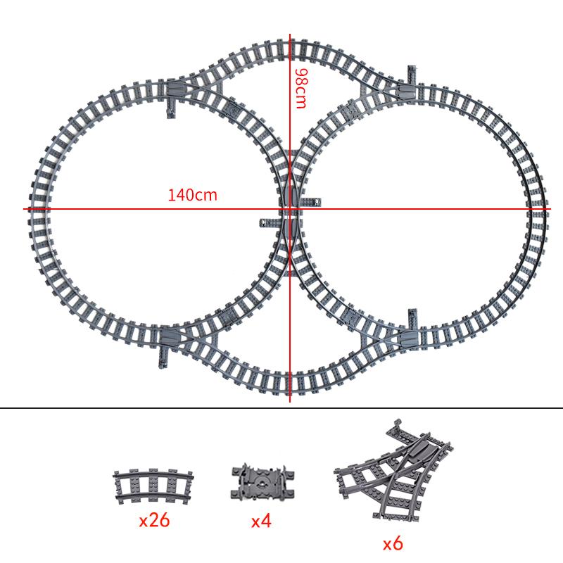 City Trains Flexible Tracks Forked Straight Curved Rails Switch Building Blocks Creative Toys for Kids Gifts
