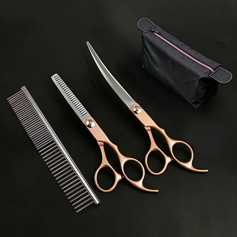 7-inch Curved Pet Grooming Scissors Set for Dogs – Popular Trimming Tools Collection