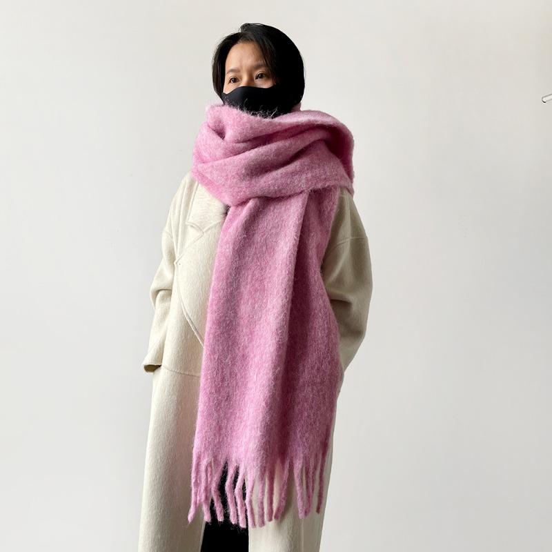 Herbst- und Winter-Verdickungsschal Paar Mohairschal Damen vielseitiger hochwertiger verdickter warmer Schal einfarbiger Schal