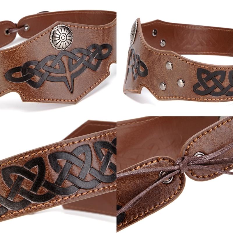 Adjustable Leather Headband Medieval Knight Headband Halloween Cosplay Accessory Headgear Motorcycle Driving Headwear