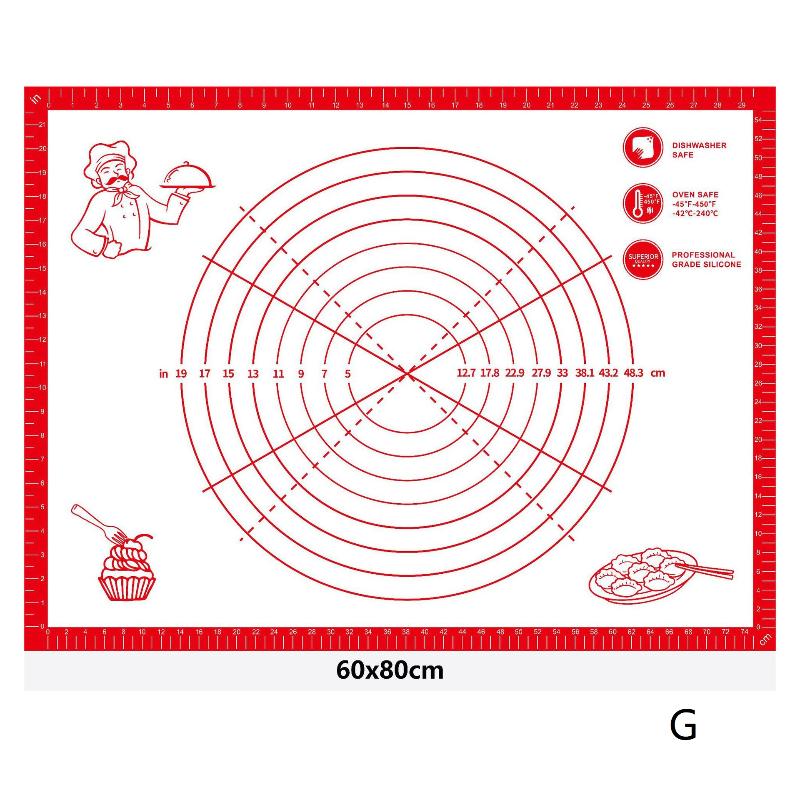 1 Stück Silikon Antihaft-Küchenhelfer Backformen Backmatte Knetmatte Teigmatte Pizza Kuchen Teigbereiter Küche Kochen Grill