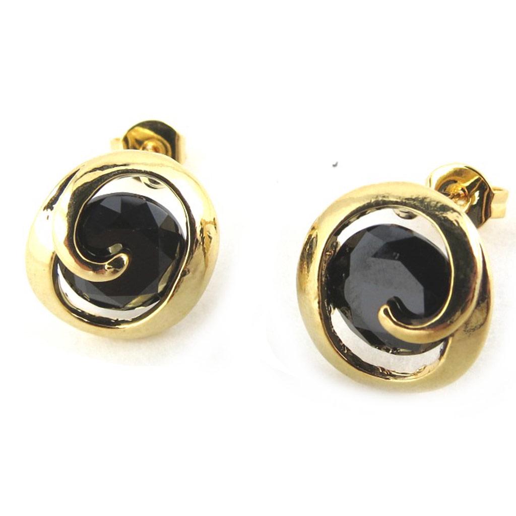Les Trésors De Lily [N0256] - Designové náušnice 'Sissi' v černé a zlaté barvě