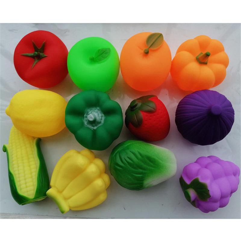Silicone Fruit and Vegetable Baby Toys - Soft, Biteable Dollhouse Kitchen Set