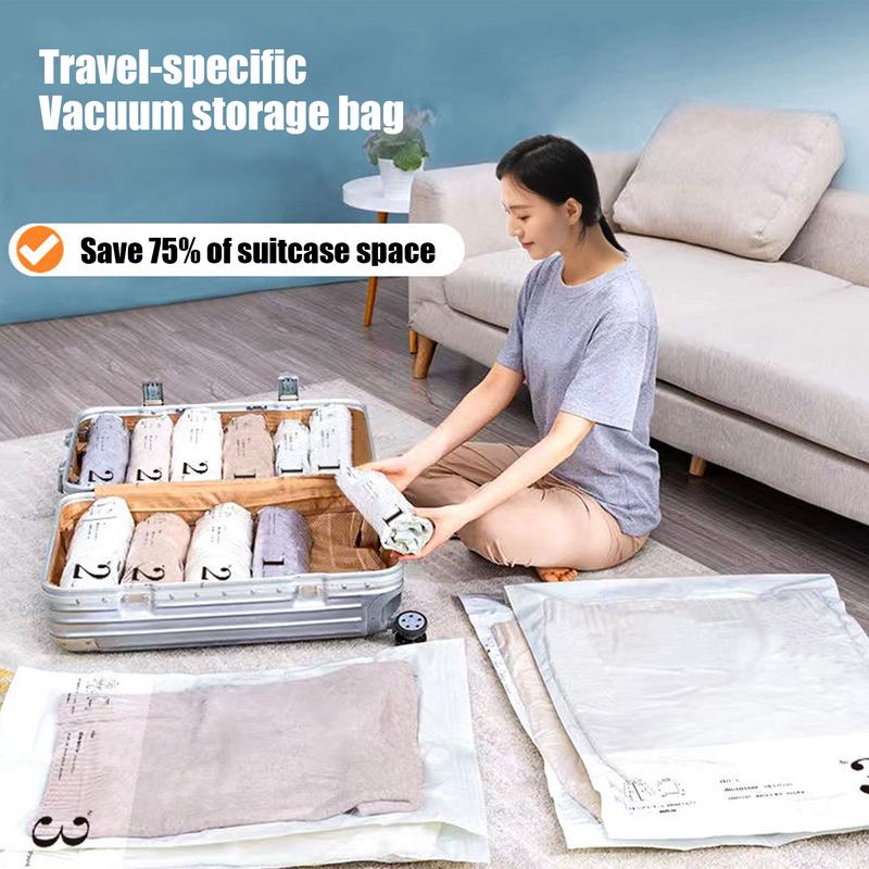 Compression Storage Bags 2X Space Saver Bags Portable Organizer For Clothes Pillows Comforters Travel Luggage Backpack No Vacuum