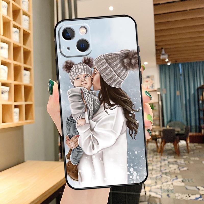 Mom Daughter Girl Son Dad Cover For iPhone 14 15 16 Pro Max XS XR X Case For iPhone 11 12 13 Pro Max Mini Plus