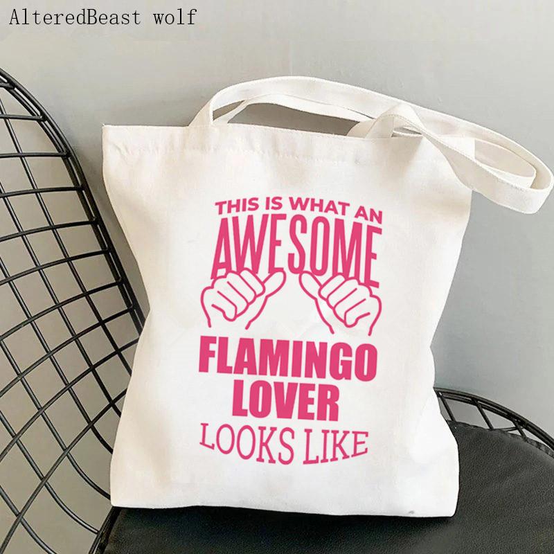Frauen Shopper Tasche Flamingo Art Level Of Flamingos in Gold Tasche Harajuku Shopping Canvas Shopper Tasche Mädchen Tote Schulter Lady Bag