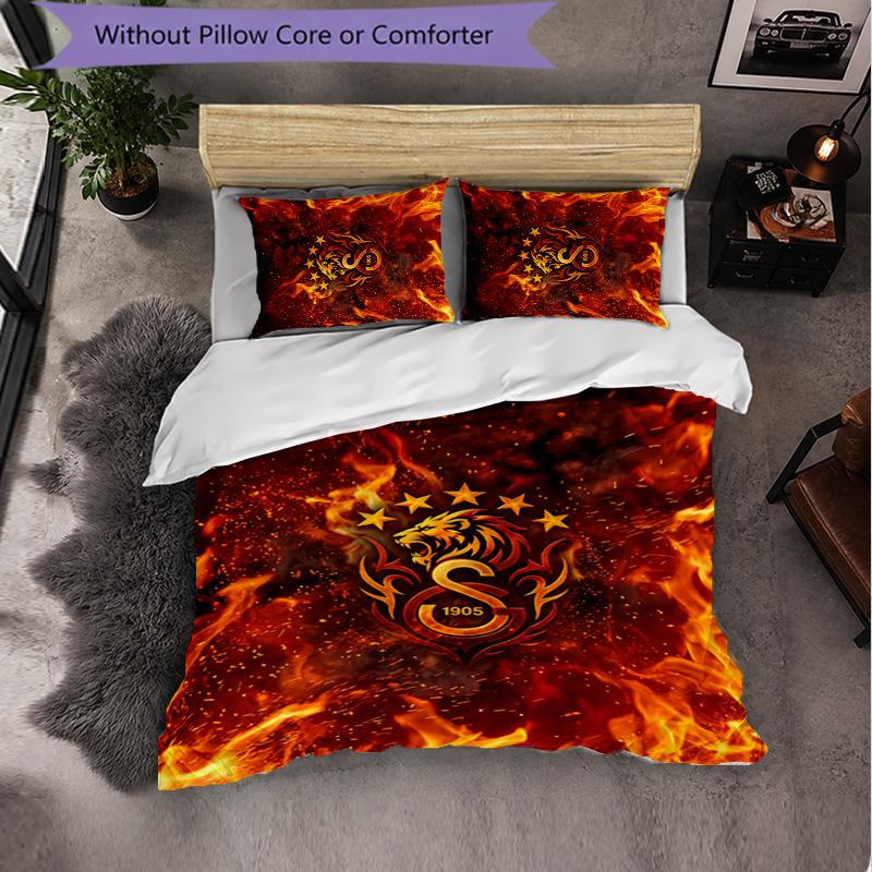 Galatasaray FC Themed Bedding 3Pcs Duvet Cover Set Decorative Bed Linen For Teen Room Home Decoration