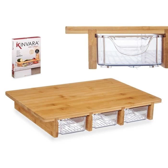 Servírovací tác - Bambus - 3 přihrádky - Obdélníkový - 28 x 40 x 6 cm - Nový