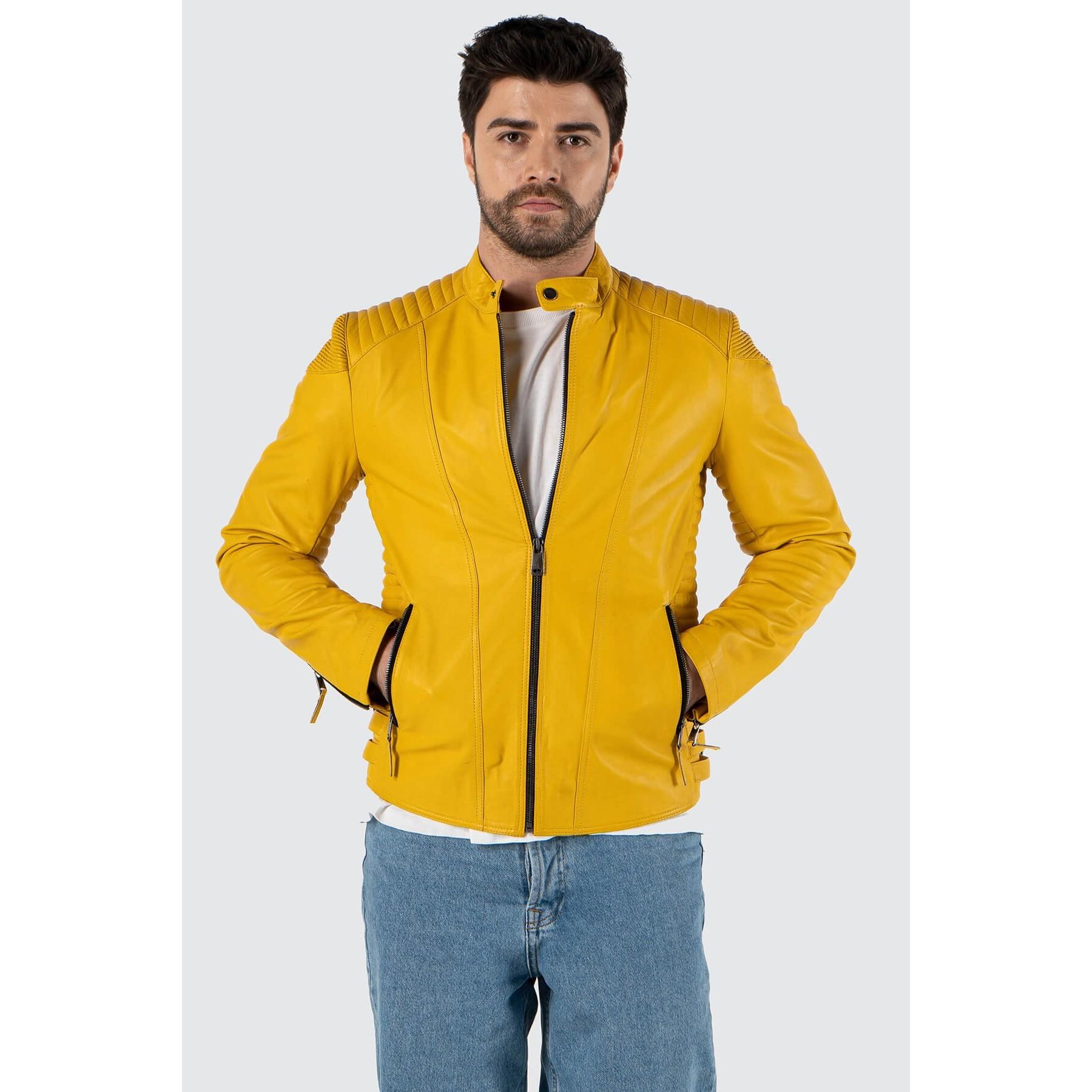 

Dante Мужское Кожаное Пальто из Натуральной Кожи Желтое