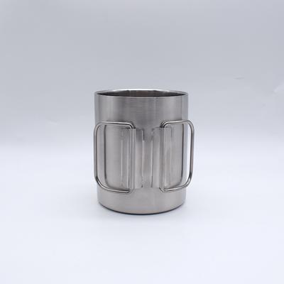 304 Stainless Steel Camping Cup 400ml with Foldable Handle Water Cup Double Layer Outdoor Insulation Portable Coffee Cup