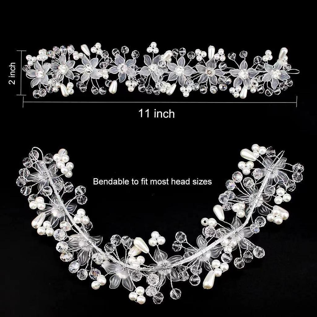 Korean Faux Pearl Flower Headband - Elegant Bridal Hair Accessory