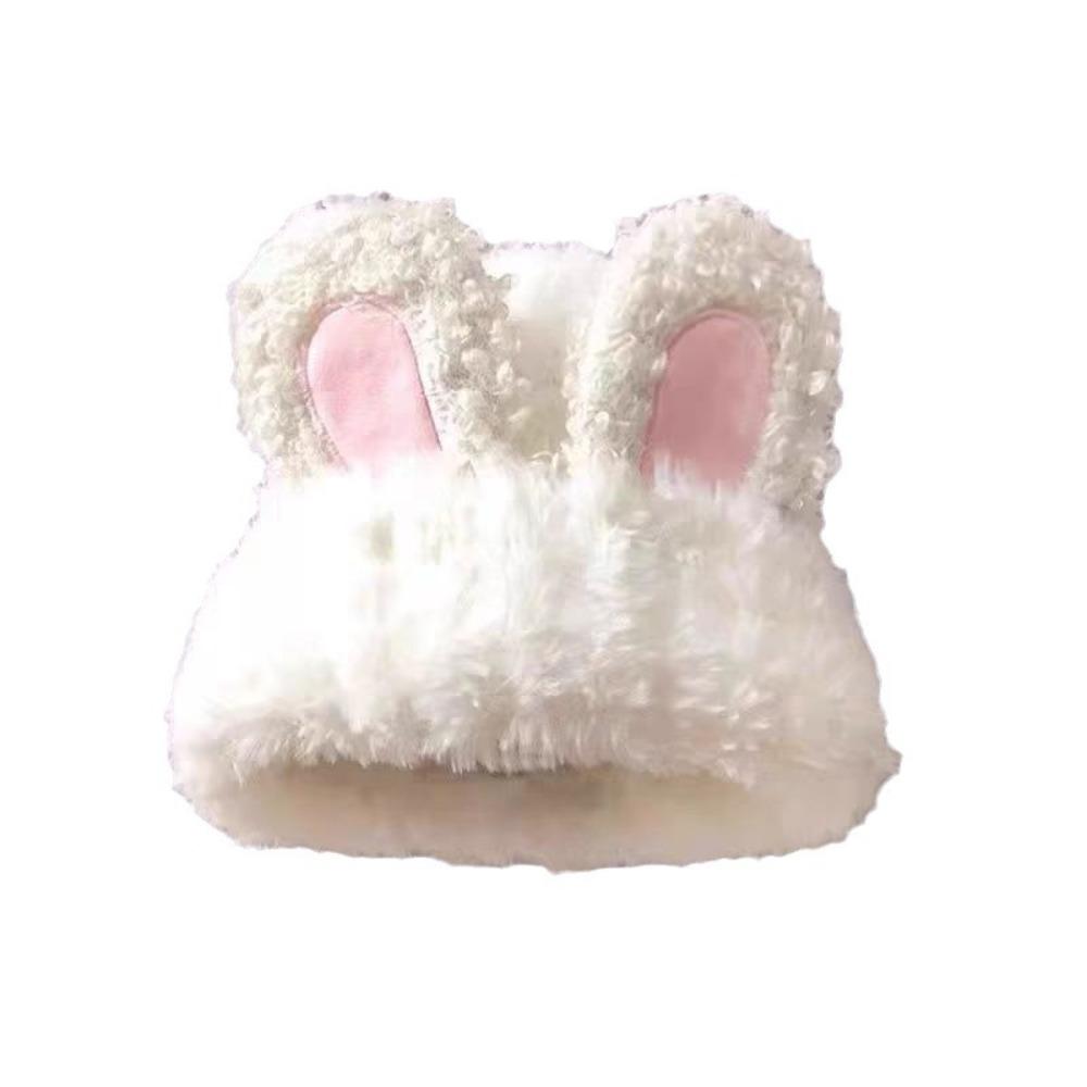 Fluffy Knitted Plush Hat Solid Color Winter Outdoor Warm Cap Rabbit Ear Beanies  Winter Season