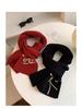 Women's Red Knitted Scarf - Festive New Year and Christmas Style, Long Winter Shawl and Versatile Neck Warmer