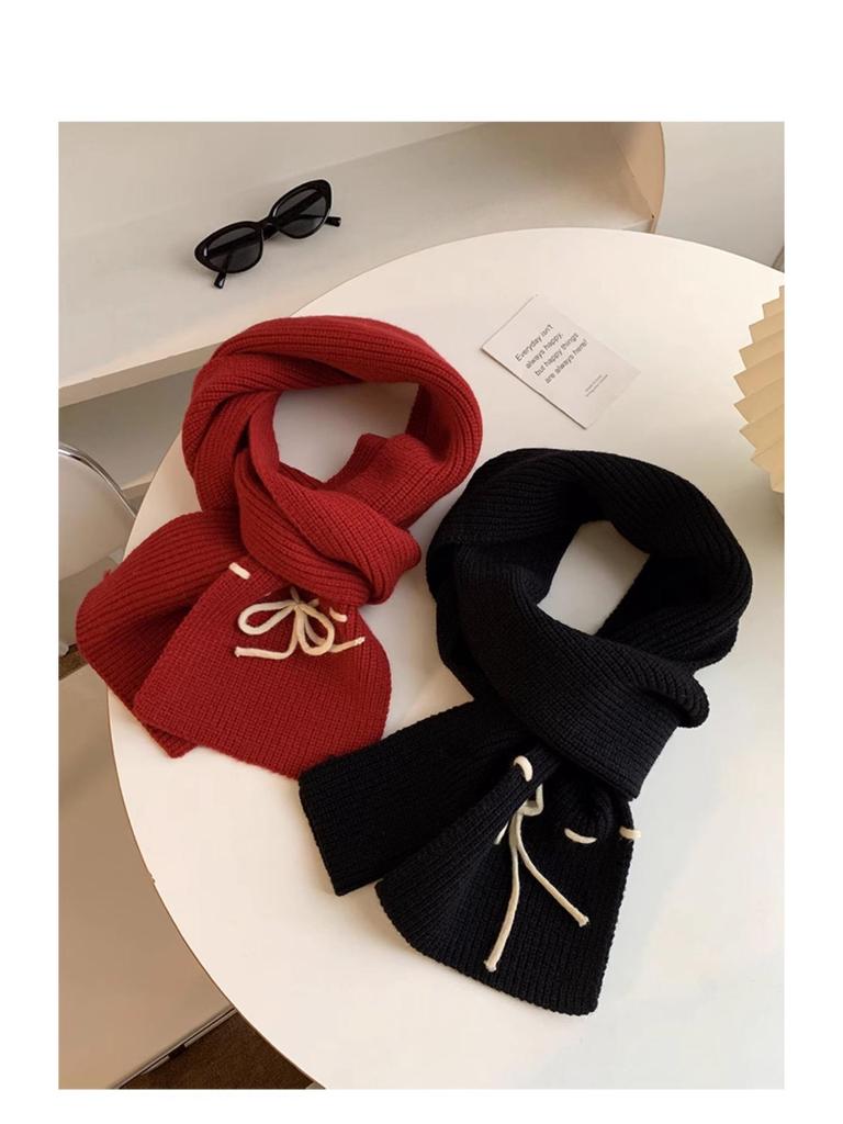 Women's Red Knitted Scarf - Festive New Year and Christmas Style, Long Winter Shawl and Versatile Neck Warmer