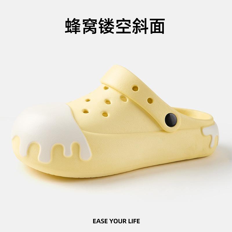 Warm edge hole shoes women's summer bag head slippers summer color matching ice cream hole shoes fashion outside