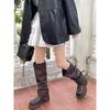 Small thick-soled black long knight boots women's 2025 spring and summer new design pleated stacking boots