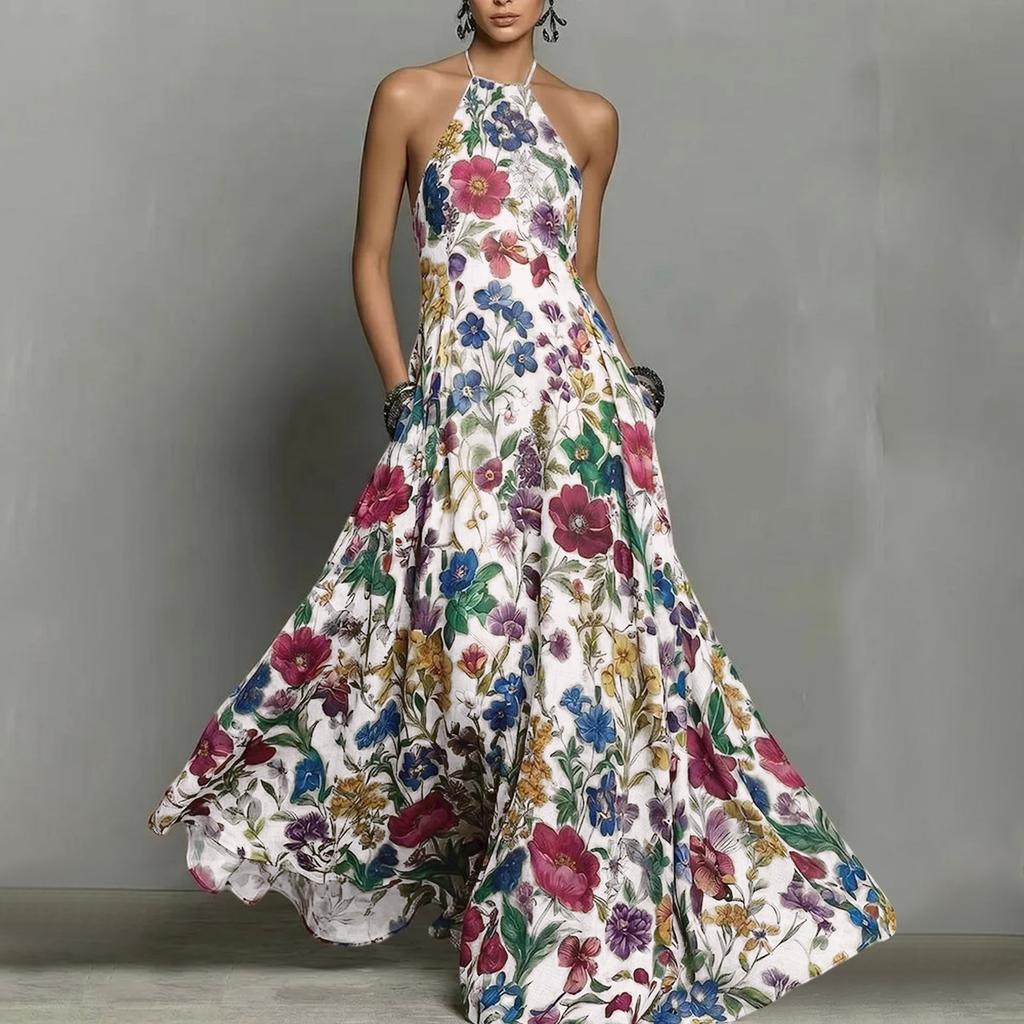 Women's Casual Floral Print Neck Jumpsuit