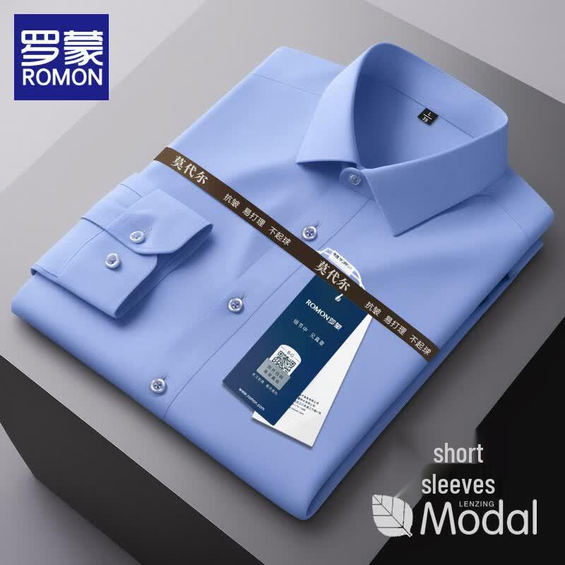 ROMON Men s Non-Iron Ice Silk Short Sleeve Business Shirt XL