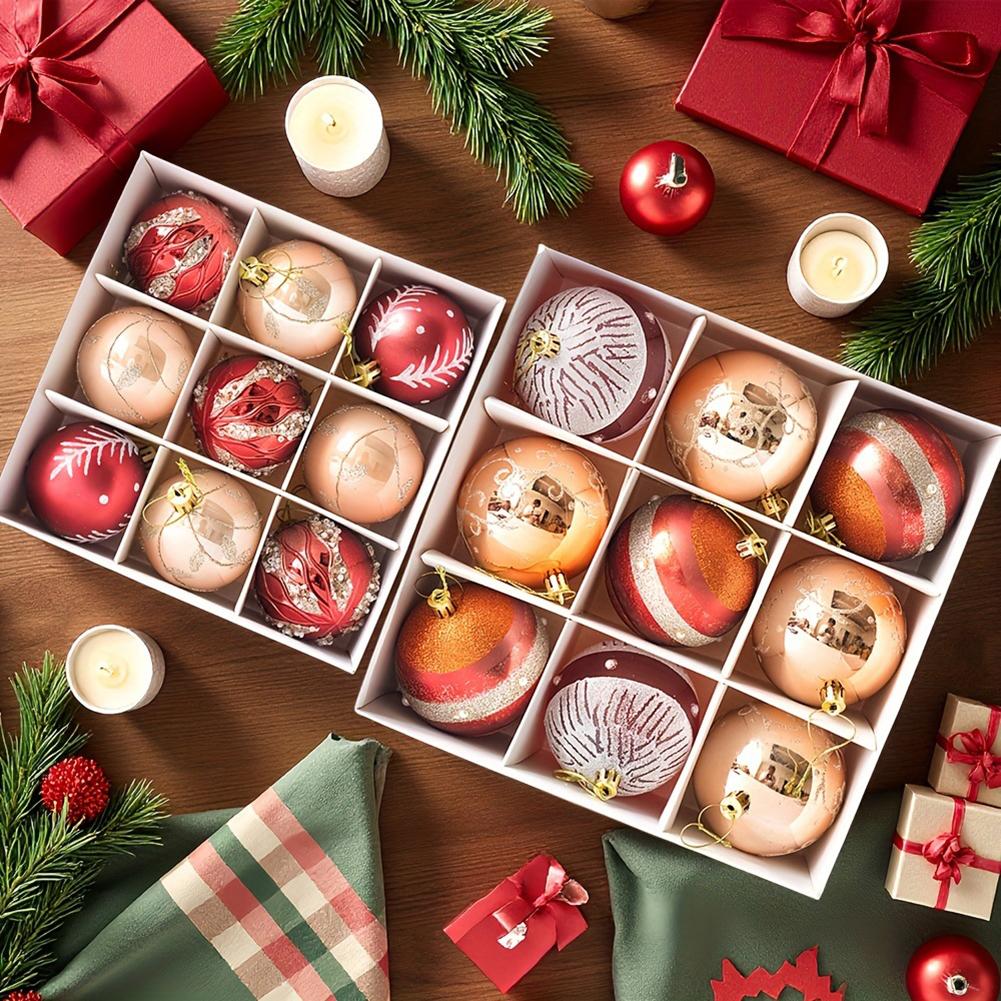 Red White Gold Christmas Baubles 9pcs 6cm Christmas Tree Ball Ornaments Christmas Crafts Supplies Christmas Decorations