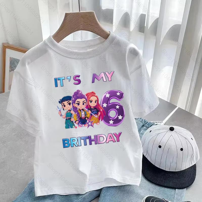 3-9 År Födelsedagsflickor Pojkar Tecknat Tryck T-shirt K-Pop Demonjägare Söta Barnkläder Barn T-shirts