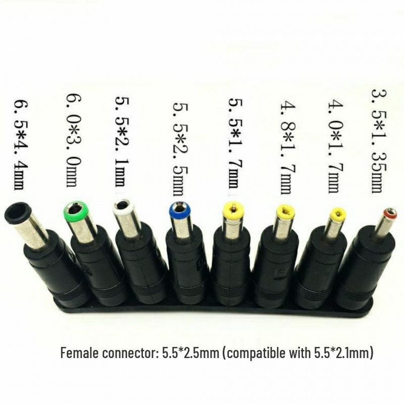 8-Piece DC Converter Set for Laptops - 5.5x2.1mm Plug Adapter