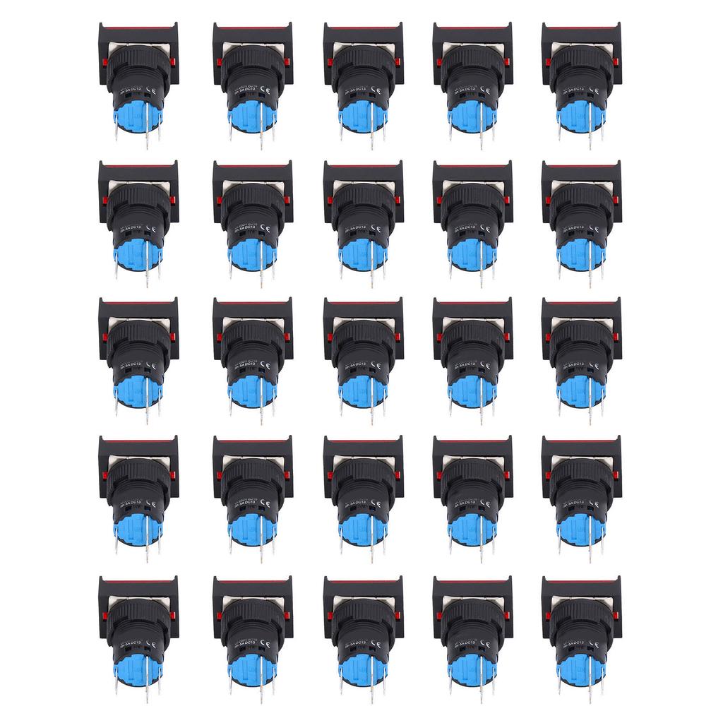25Pcs Push Button Switch Self Locking Momentary 16mm Square with Light Set Kit 24VRed