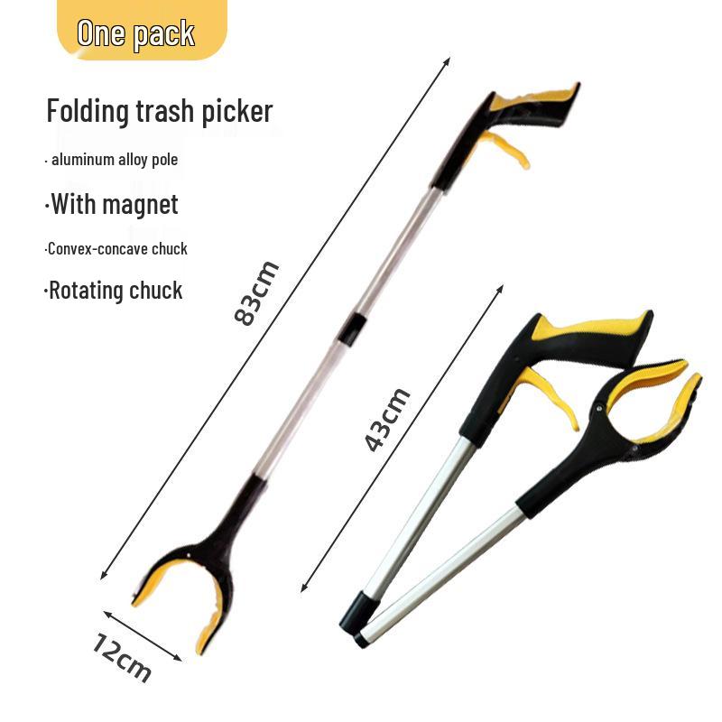 Aluminum Alloy Folding Trash Grabber: Durable Reacher for Household and Sanitation Use