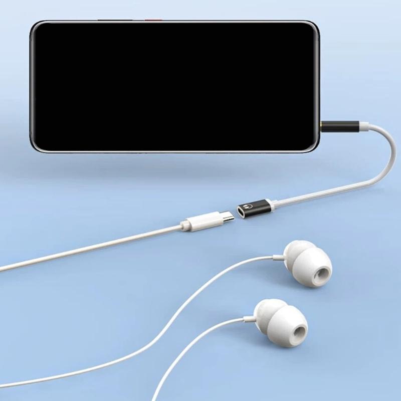 Type C Analog Headphone Adapter Cable Connects 3.5mm Earphones to Mobile Devices for Music and Calls