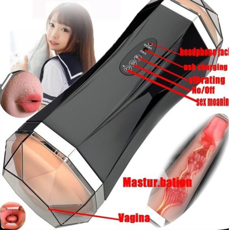 Usb Rechargeable Double Head 2 In 1 Airplane Cup Male Electric Masturbation Device Real Vagina Adult Product Sex Exercise 18+