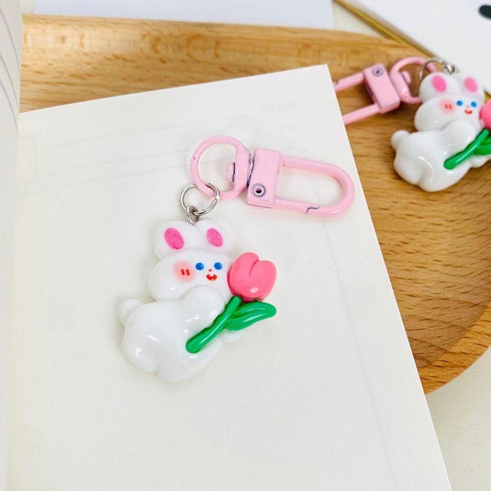 Pendant Cute Versatile Keychain Cartoon Bunny Tulip Bunny Keychain Bag Charm Child Girls Gifts