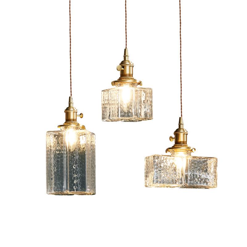 Japanese Retro Three-Head Glass Pendant Light for Restaurant, Cafe, Bar, or Home Entrance