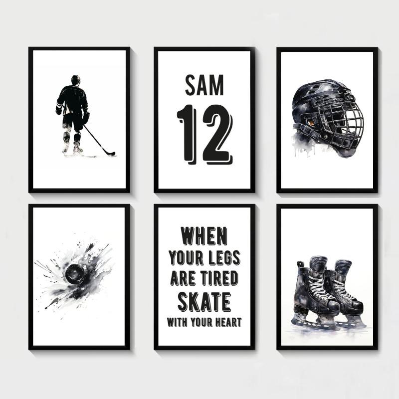 

Black White Ice Hockey Helmet Minimalism Sports Quote Posters and Prints Canvas Printing Wall Art Picture for Living Room Decor 21cm×30cm NoFrame