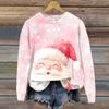 Ladies' Christmas Printed Casual Long Sleeved Round Neck Sports Hoodie Top