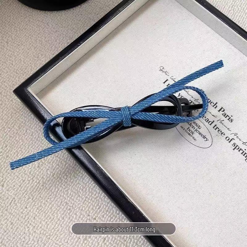 

Denim Bow Twist Hair Clip - 2025 Elegant Women s Updo Accessory