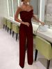 Stylish European & American Feather Strapless Jumpsuit