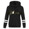 Women's Heartbeat Print Hoodie Sweatshirt Pullover Tops Long Sleeved Comfortable