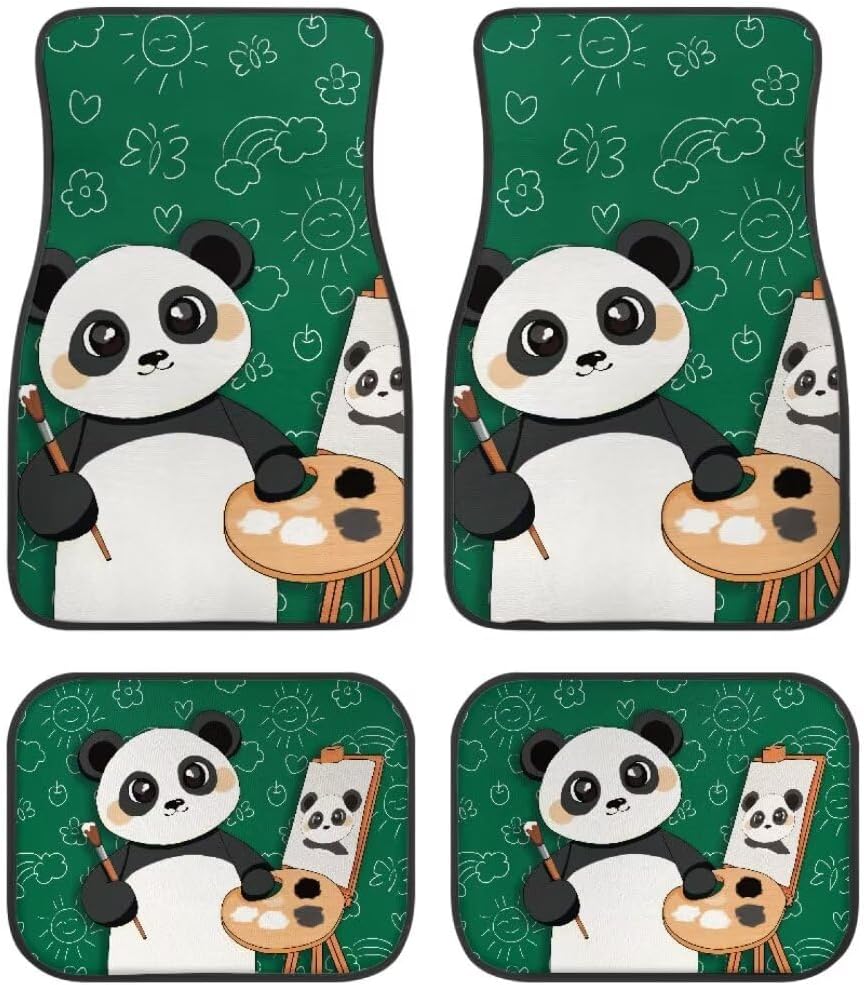 Van Car Interior Accessories 4-Piece Car Protector Mat Highland Cow Sunflowers Print All Weather Car Floor Mats Universal Fit Automotive SUV Sedan