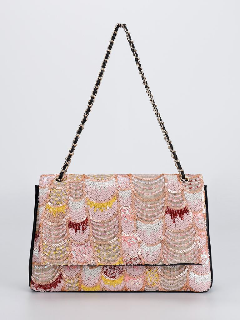 Embroidery sequined shoulder bag summer new niche woven straw bag high-end large-capacity armpit bag